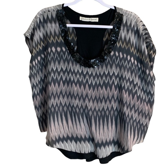 Graham & Spencer Ikat silk top black tank top Size Small - Picture 1 of 8